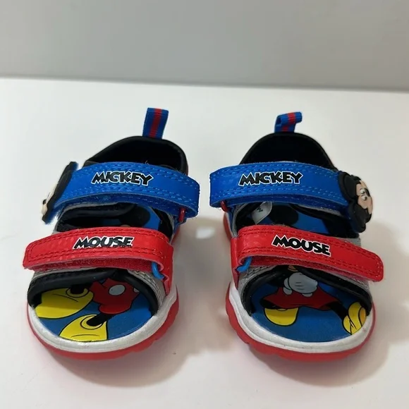 Disney Junior Mickey Mouse Sandals Kids Childrens Baby Size 2 Red Blue Summer - Picture 5 of 16